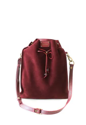 Burgundy Suede Pouch Bag