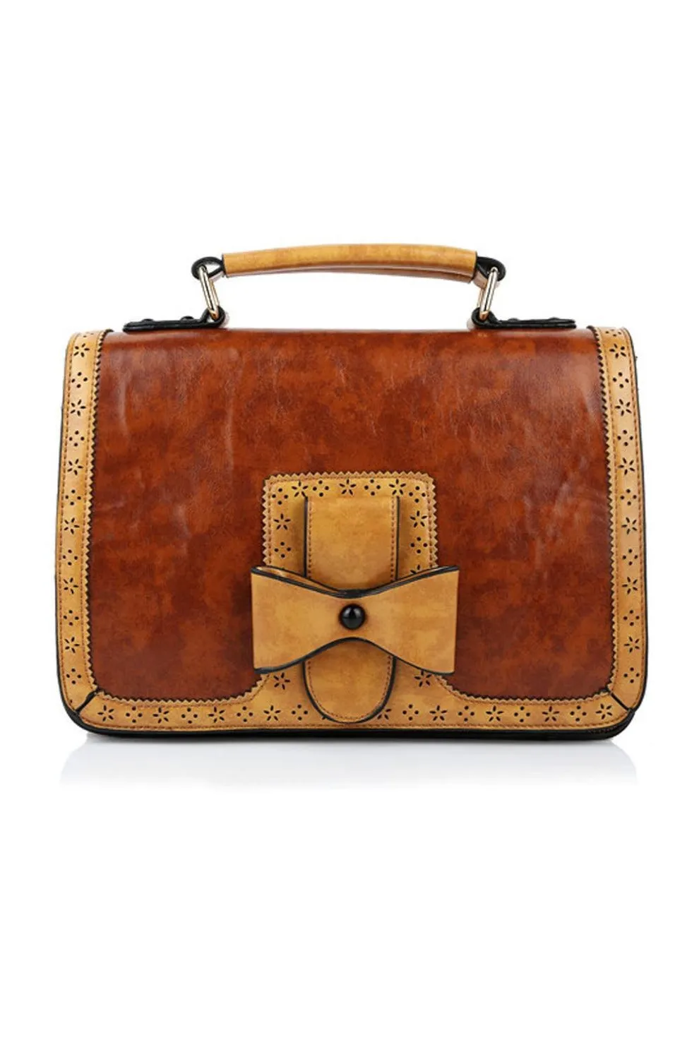 Camel Two-Tone Scandal Handbag by Banned