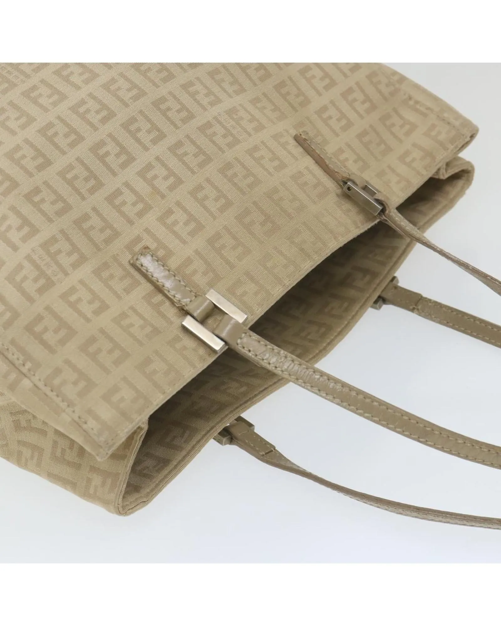 Canvas Tote Bag with Zucchino Pattern in Beige by Fendi