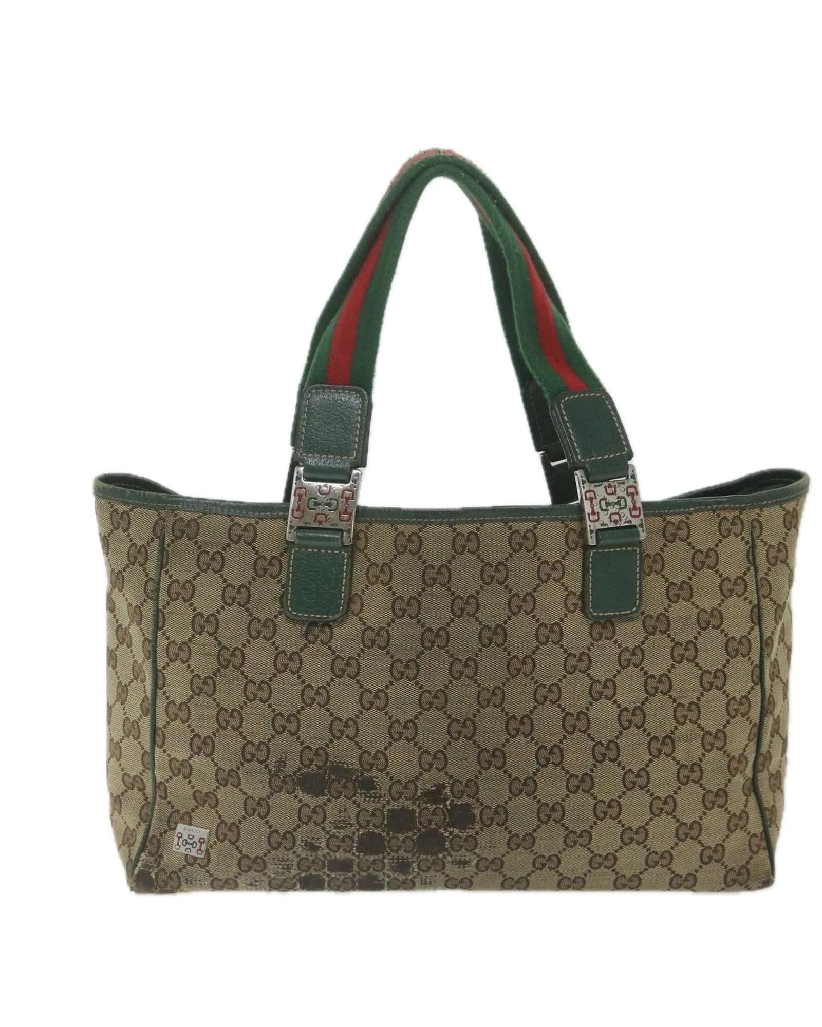 Canvas Web Sherry Line Tote Bag with Red and Green Accents