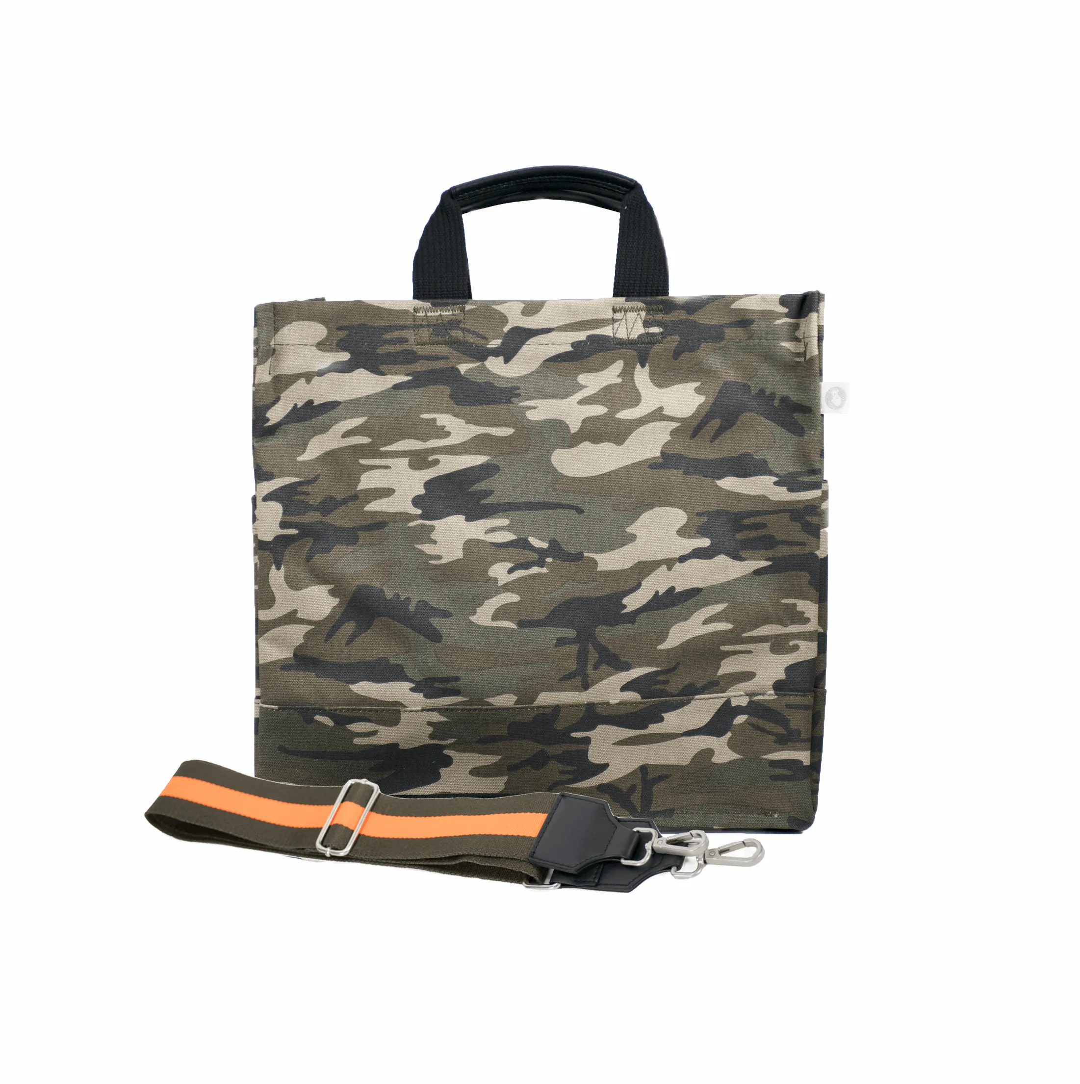 Color Stripes: Green Camo North South Bag with Stripe Strap