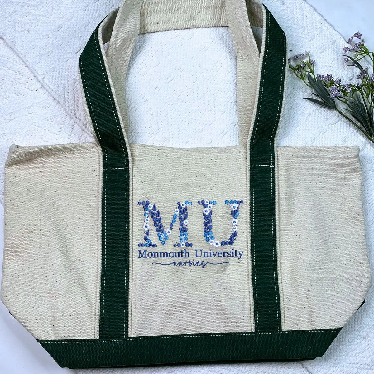 Custom Embroidered University College Tote Bag with Same Design