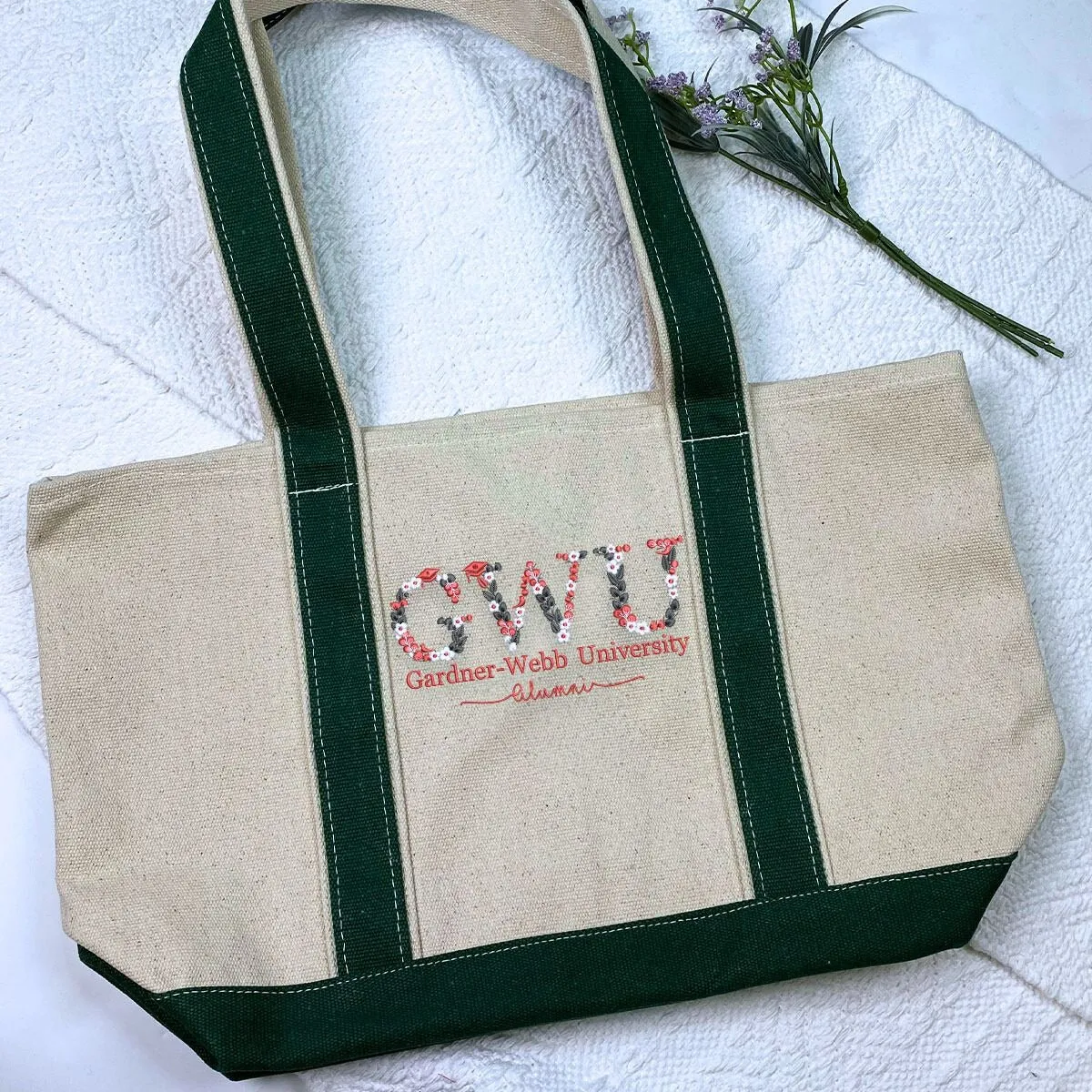 Custom Embroidered University College Tote Bag with Same Design