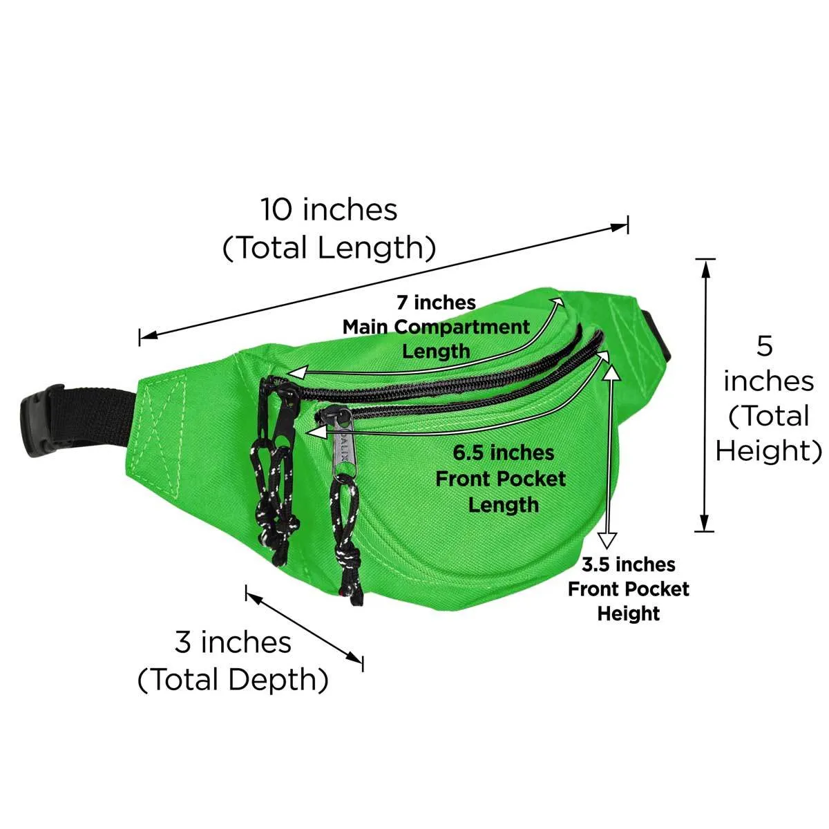 Dalix Round Fanny Pack w/ 3 Pockets