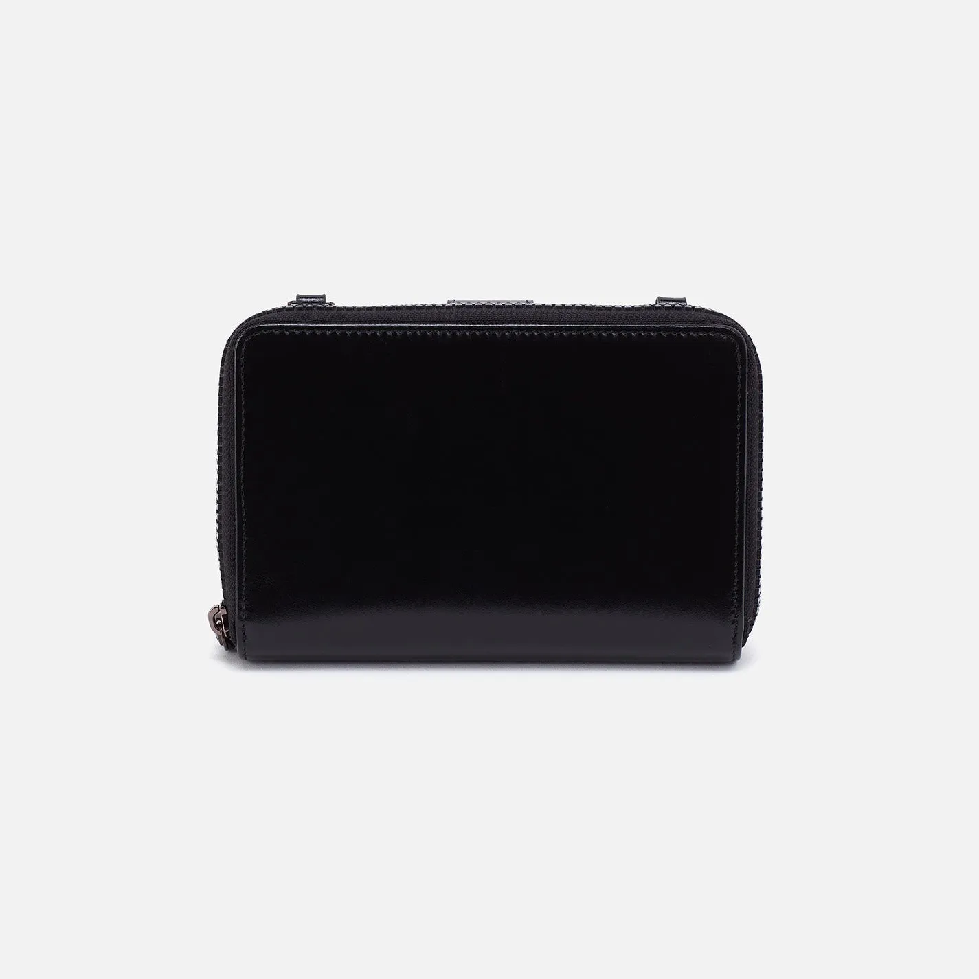 Dixon Zip Shoulder Bag In High Gloss Leather - Black