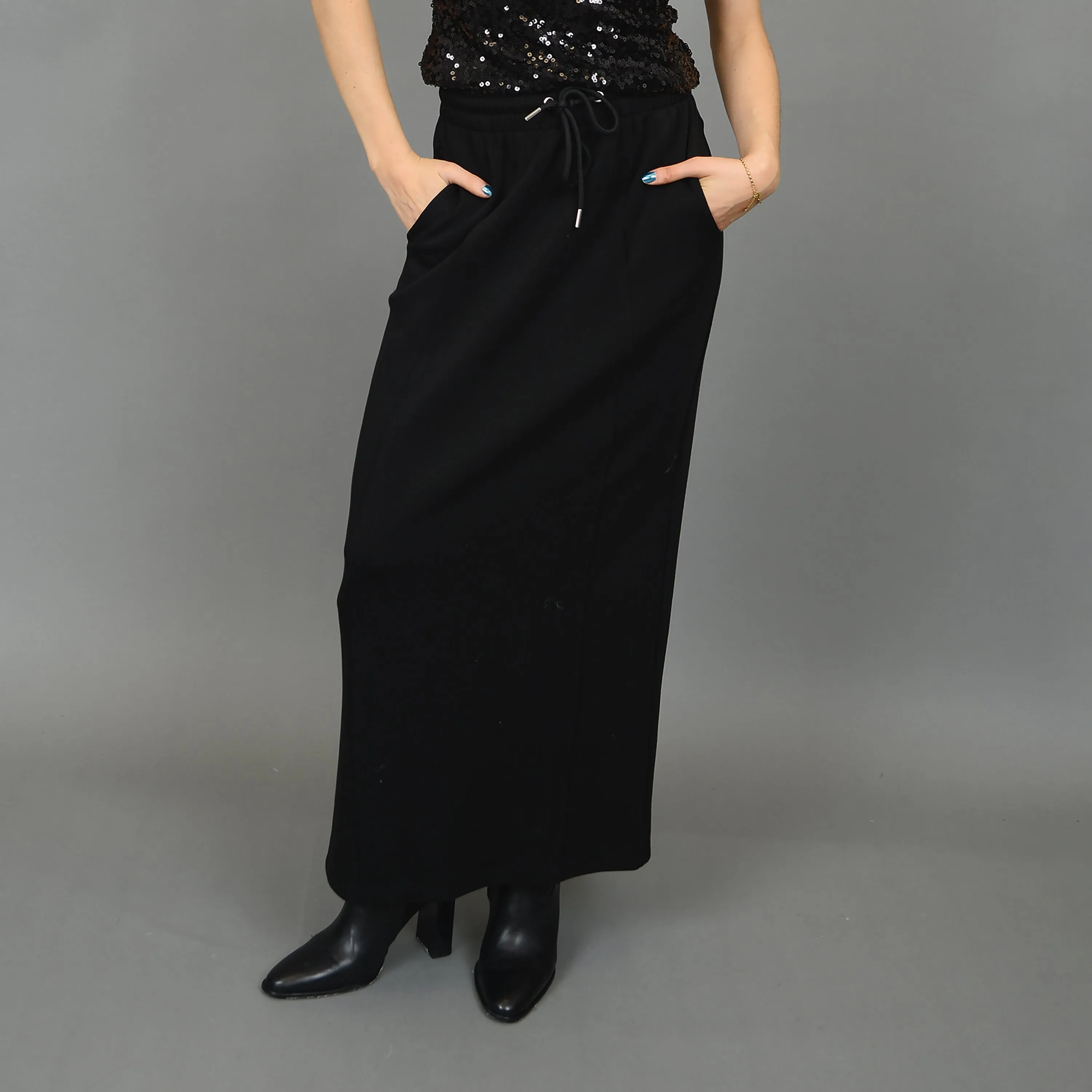 Erza Drawstring Maxi Skirt Black