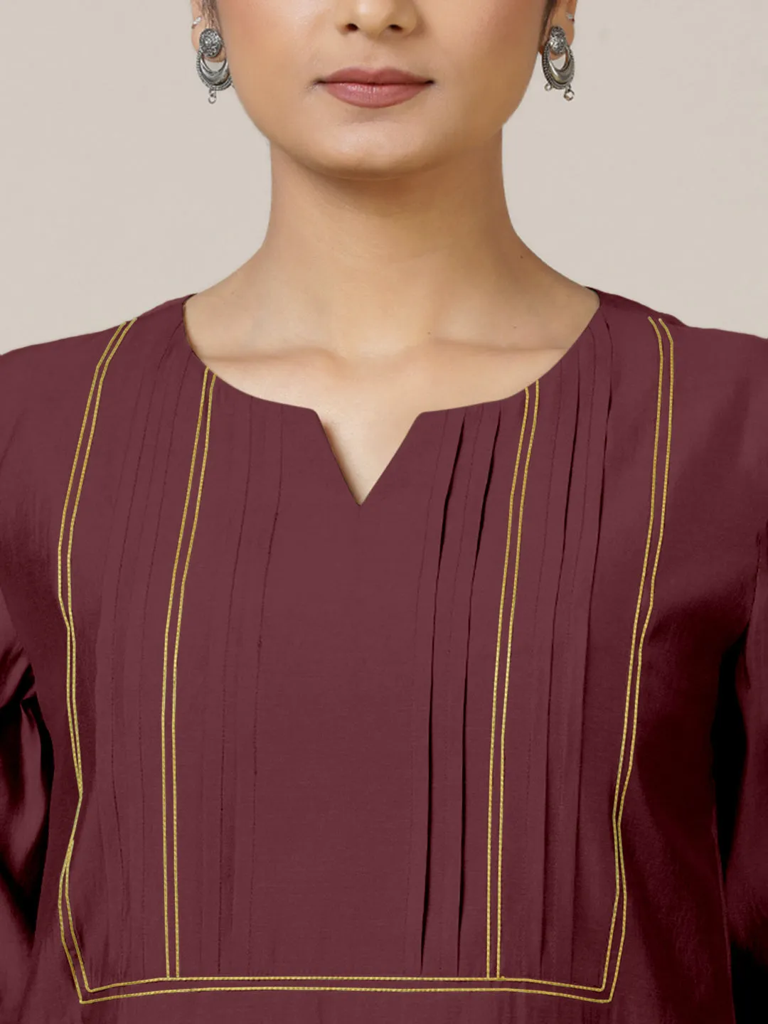 Esha x Rozaana | A Line Kurta in Deep Maroon with Thread Work | Coords or Only Kurta