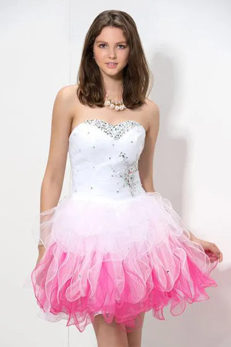 Glittering Short Prom Dress,Sequined Sweetheart Tiered Homecoming Dresses,SVD557