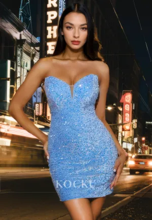 Gorgeous & Charming Off-Shoulder Sleeveless Sparkly Sequined Party Homecoming Dress