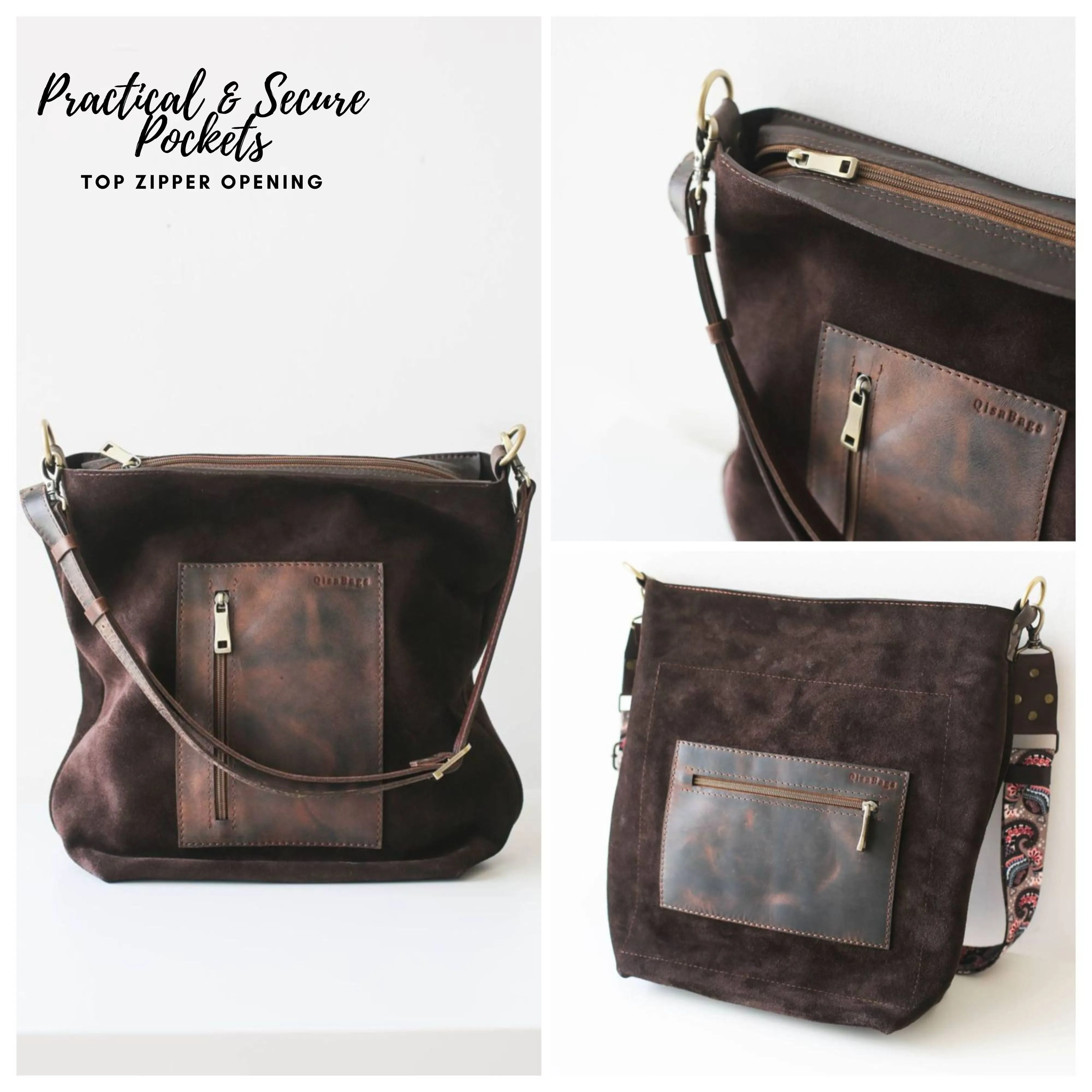 Grizzly Suede Leather Satchel