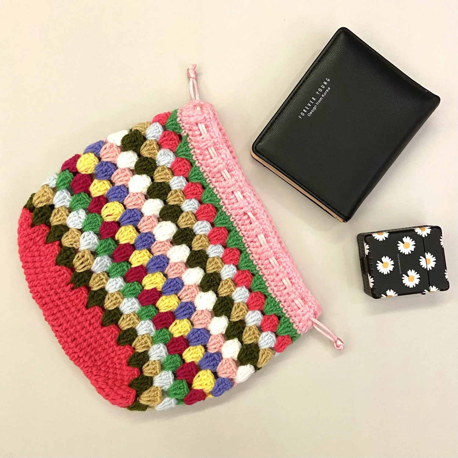 Hand Crocheted Drawstring Pouch