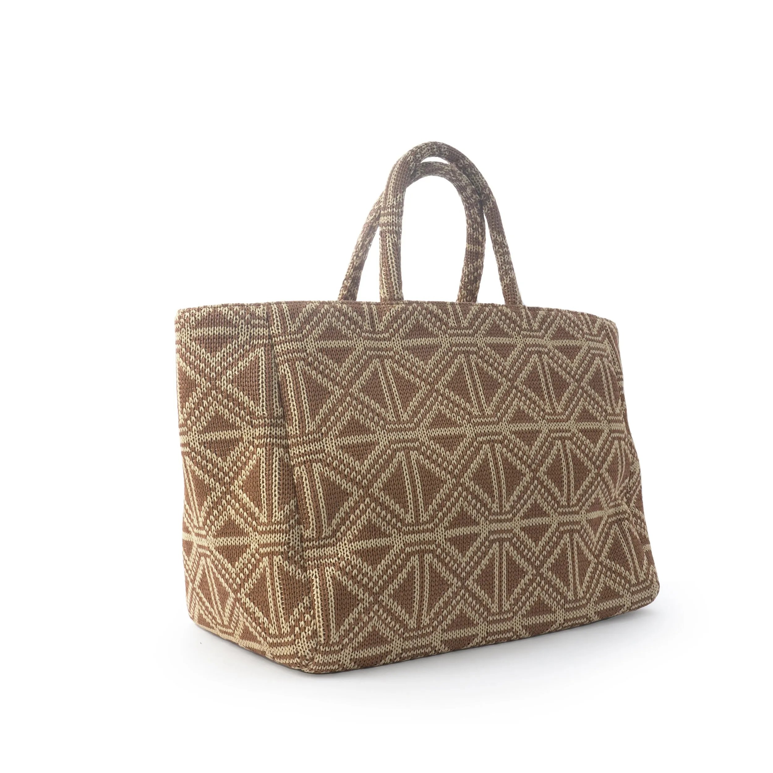 Handmade Straw Shopper | Brown Diamond | Vegan