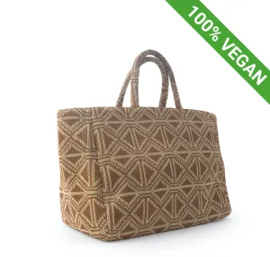 Handmade Straw Shopper | Brown Diamond | Vegan