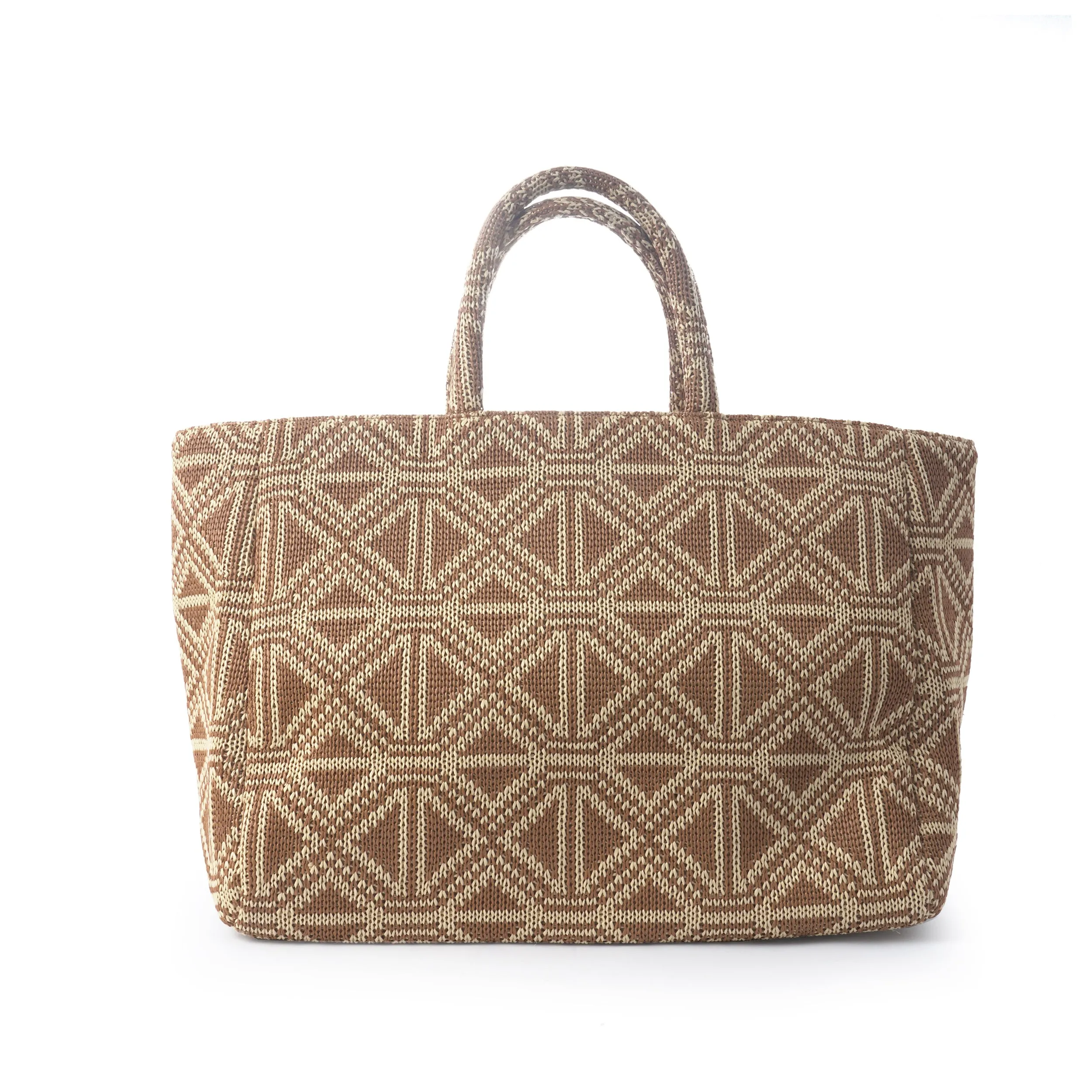 Handmade Straw Shopper | Brown Diamond | Vegan