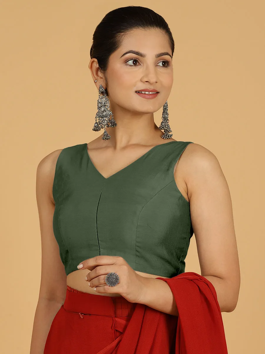 Hema x Rozaana |  Saree Blouse in Pine Green