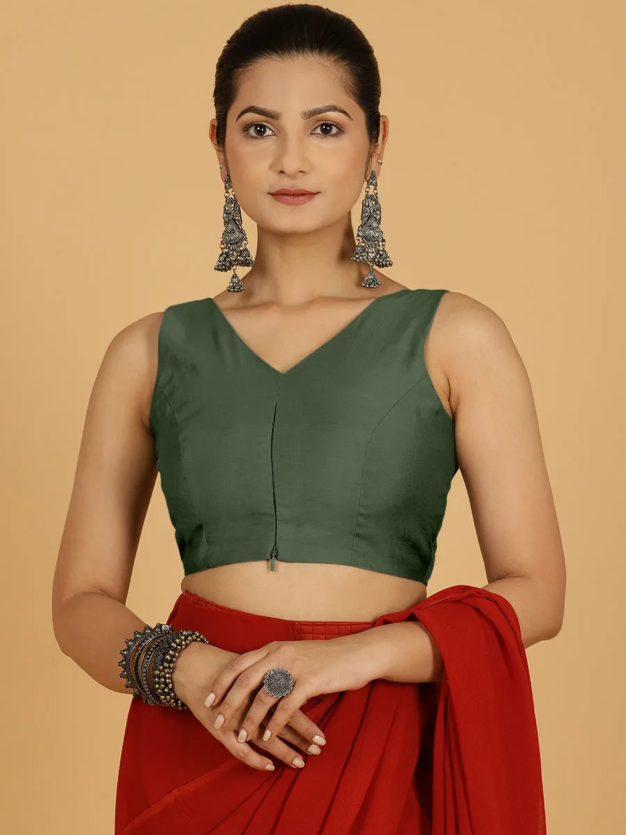 Hema x Rozaana |  Saree Blouse in Pine Green