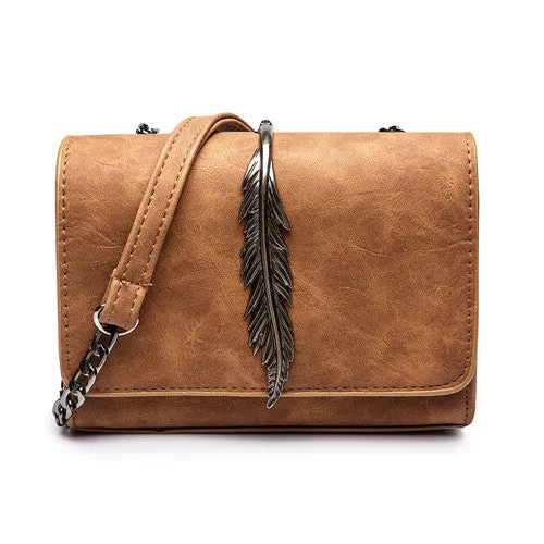 Herald Fashion Leaves Decorated Mini Flap Bag Suede PU Leather Small Women Shoulder Bag Chain Messenger Bag Autumn New Arrival