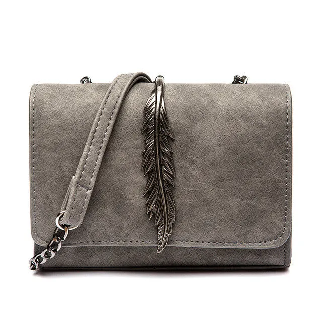 Herald Fashion Leaves Decorated Mini Flap Bag Suede PU Leather Small Women Shoulder Bag Chain Messenger Bag Autumn New Arrival