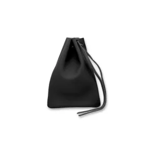 Jackson Small Black Leather Drawstring Utility Pouch