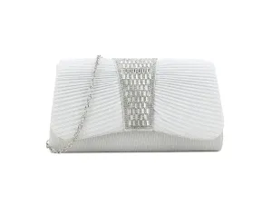 Koko White Clutch Bag with Glitter & Diamante