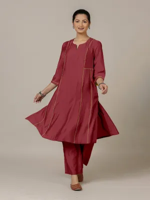 Mahi x Rozaana | A Line Kurta in Scarlet Red with Thread Work | Coords or Only Kurta