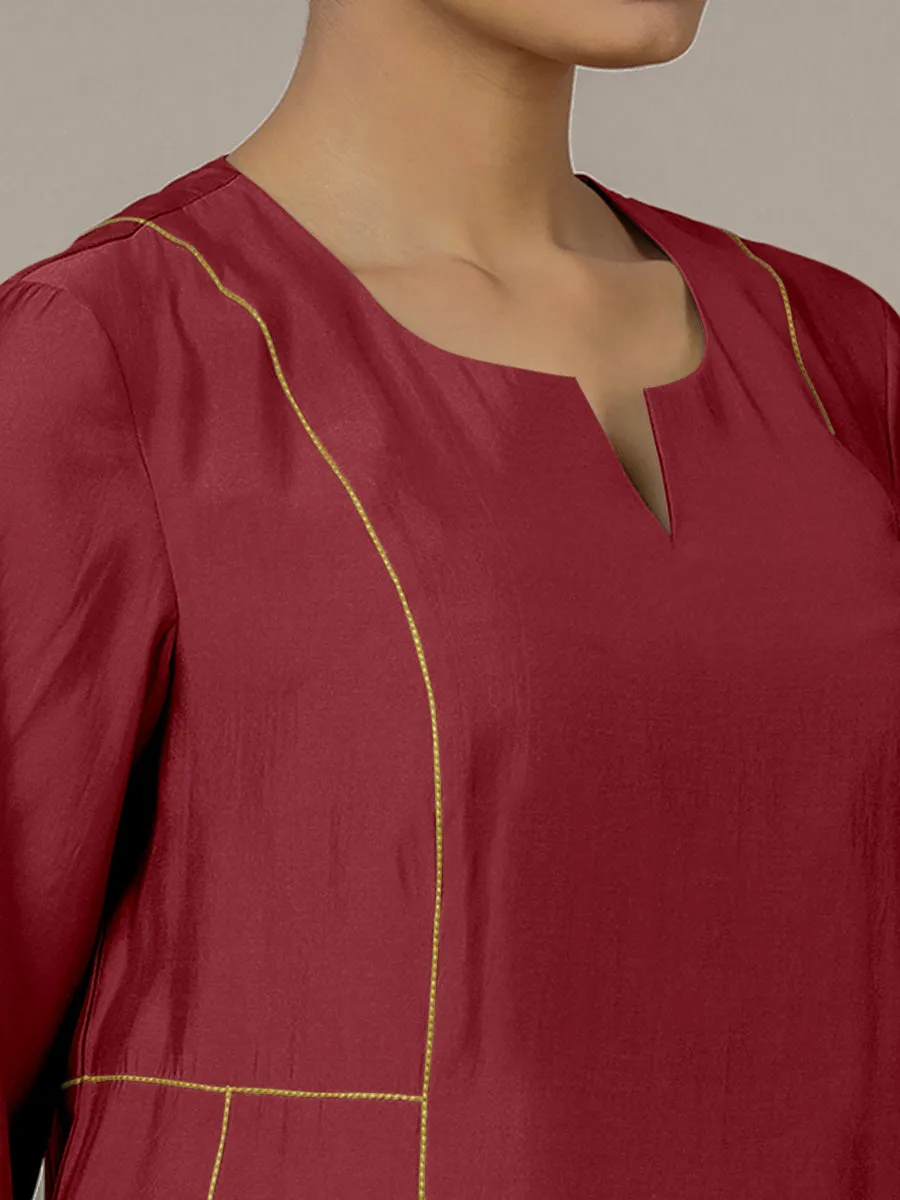 Mahi x Rozaana | A Line Kurta in Scarlet Red with Thread Work | Coords or Only Kurta