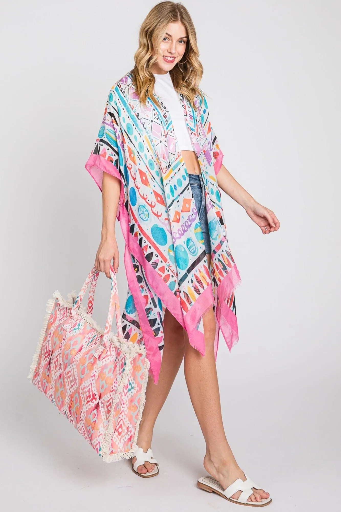 MB0203 Stella Boho Pattern Fringe Tote Bag