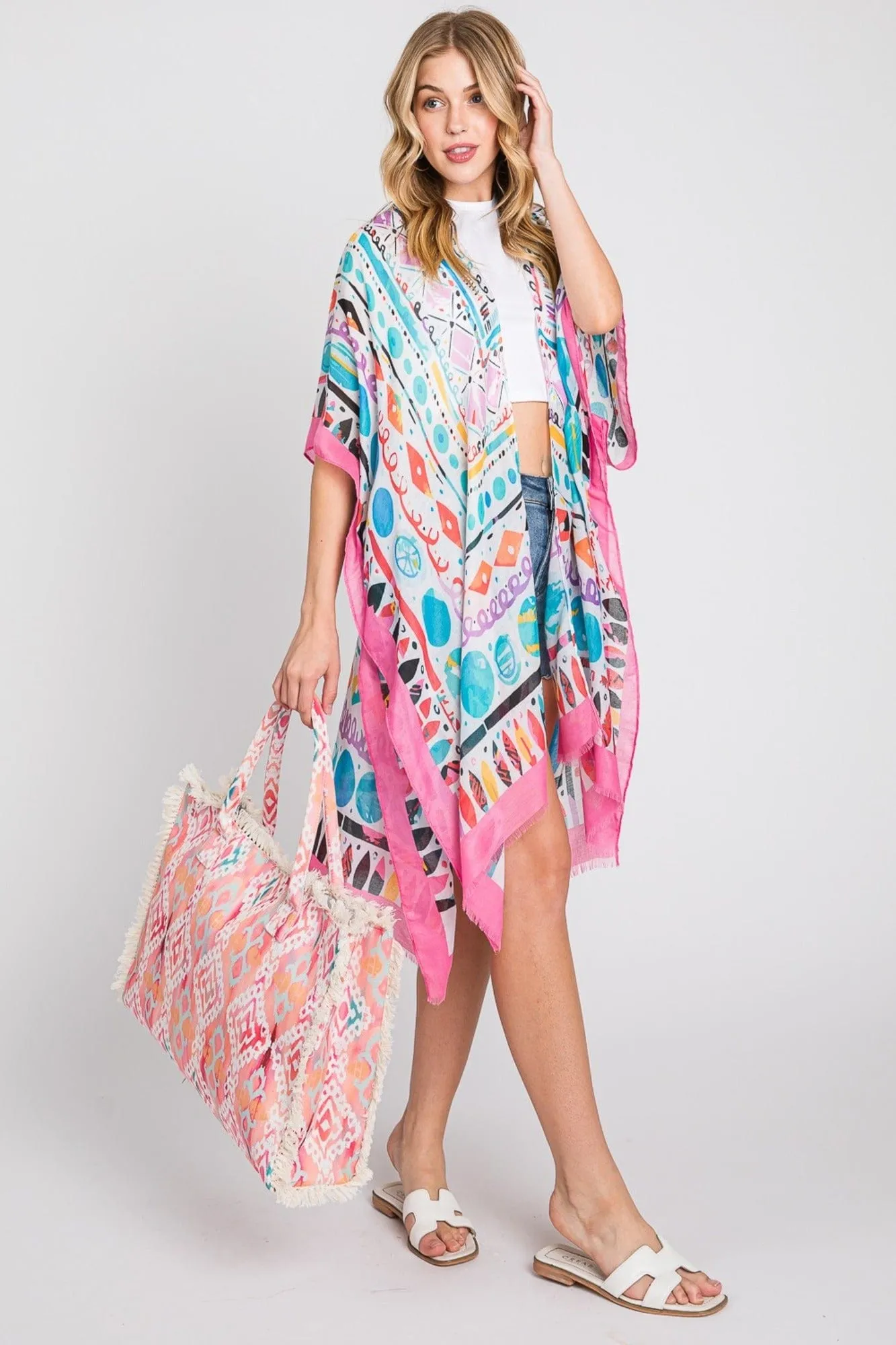 MB0203 Stella Boho Pattern Fringe Tote Bag