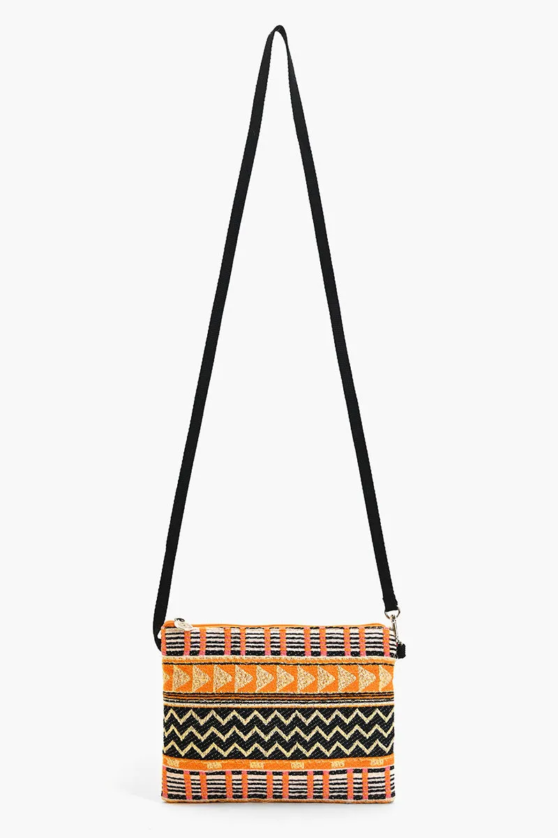 Mexican Striped Spring Top Zip Clutch