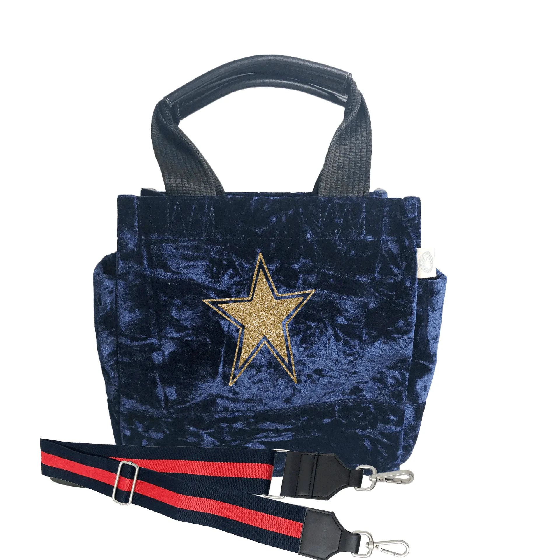 Mini Luxe North South: Midnight Blue Crushed Velvet