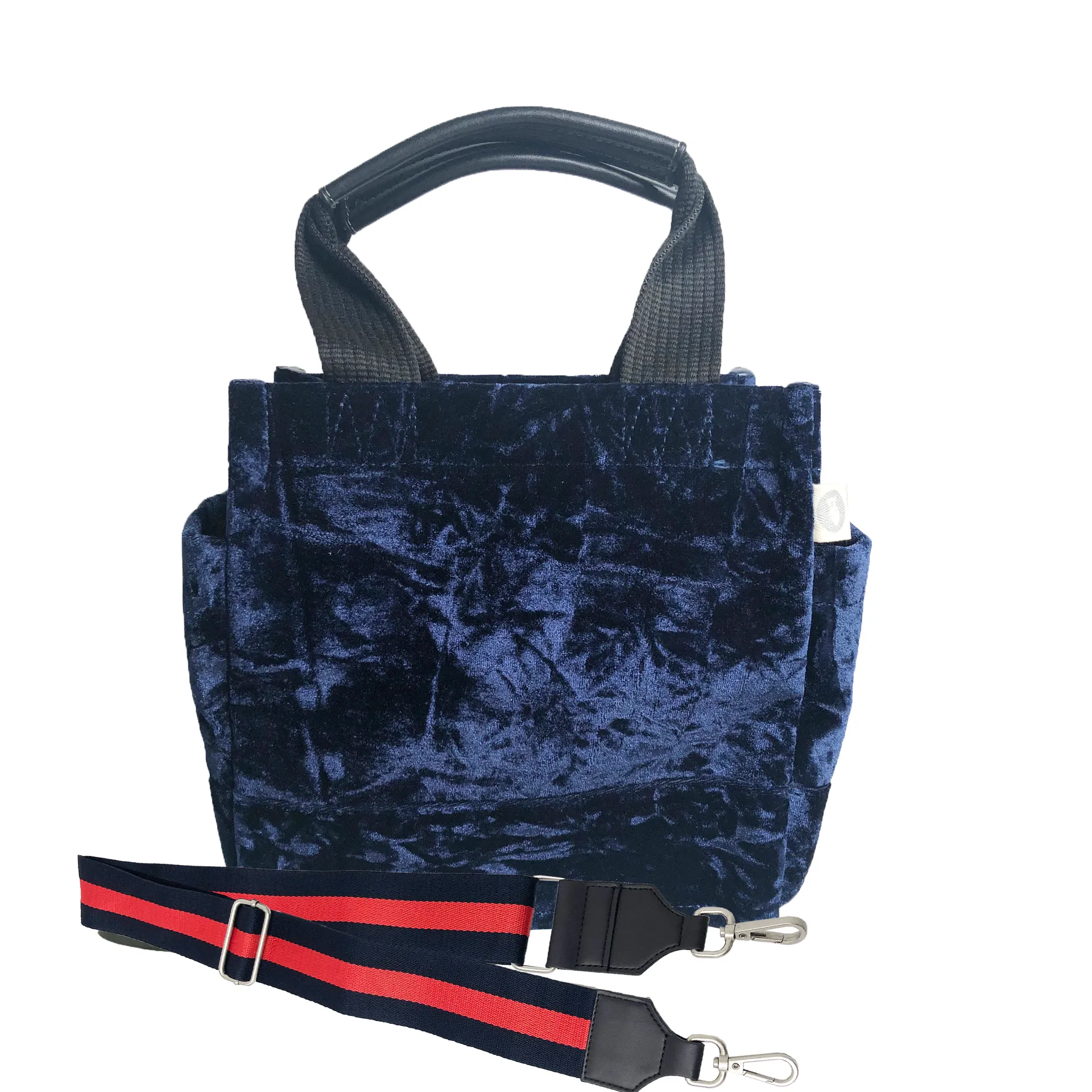 Mini Luxe North South: Midnight Blue Crushed Velvet