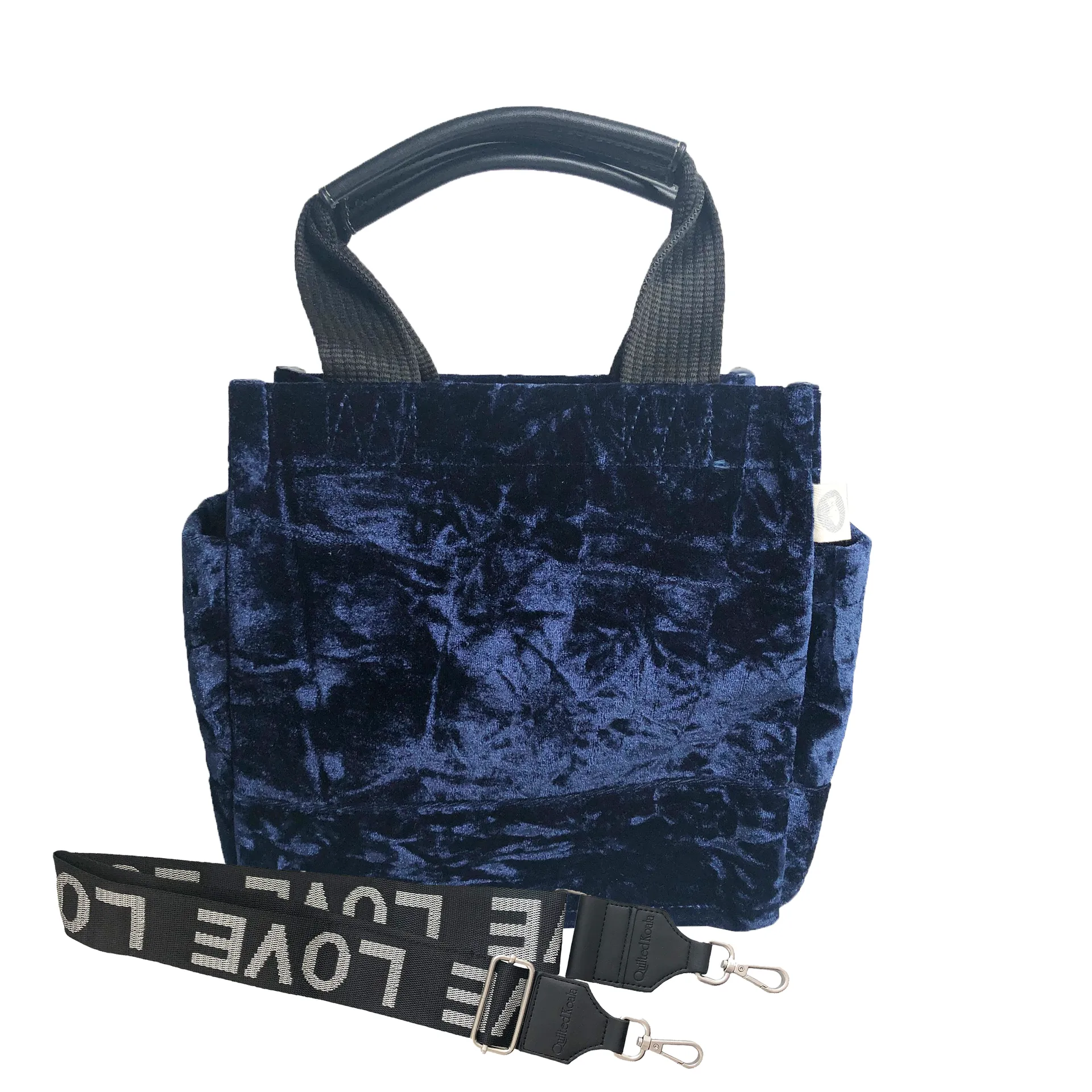 Mini Luxe North South: Midnight Blue Crushed Velvet