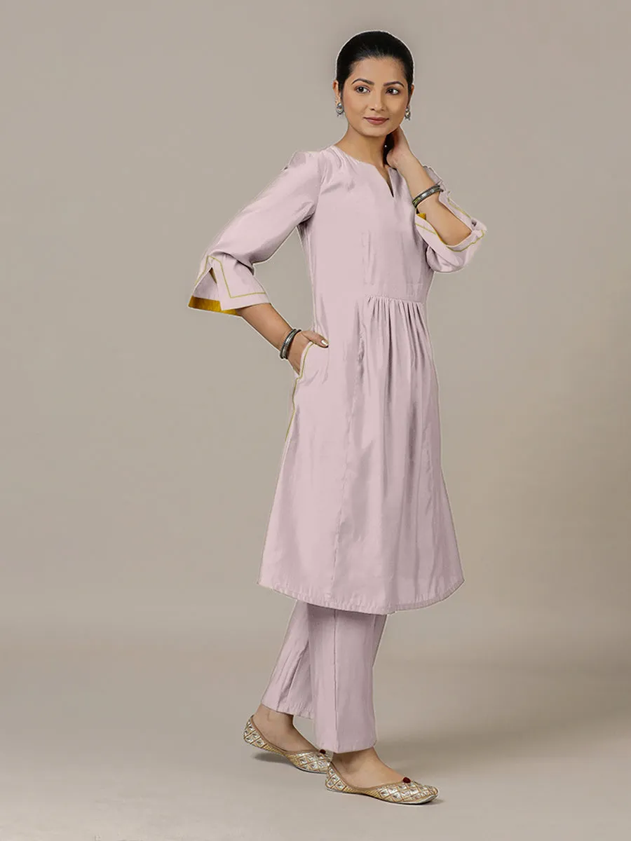 Nimrat x Rozaana | A Line Kurta in Lilac with Thread Work | Coords or Only Kurta