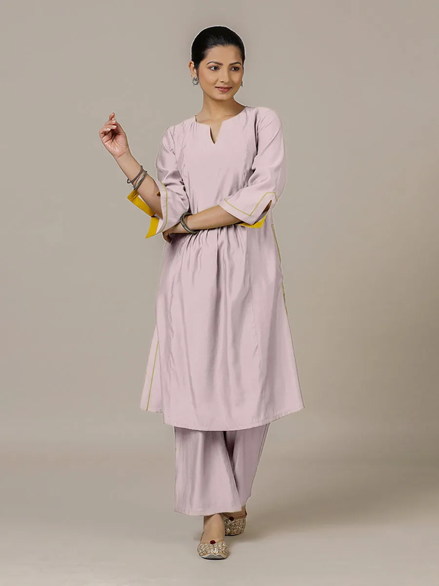 Nimrat x Rozaana | A Line Kurta in Lilac with Thread Work | Coords or Only Kurta