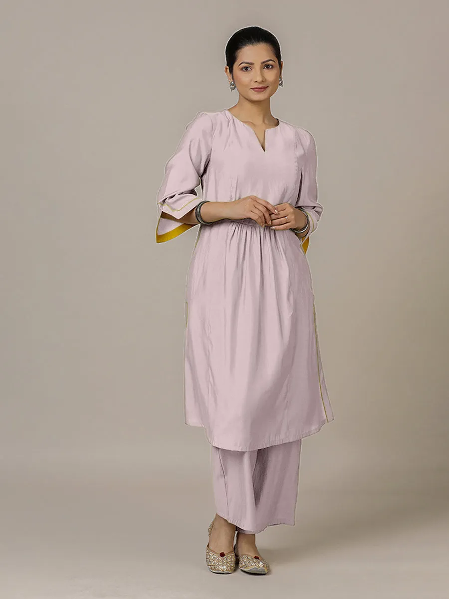 Nimrat x Rozaana | A Line Kurta in Lilac with Thread Work | Coords or Only Kurta