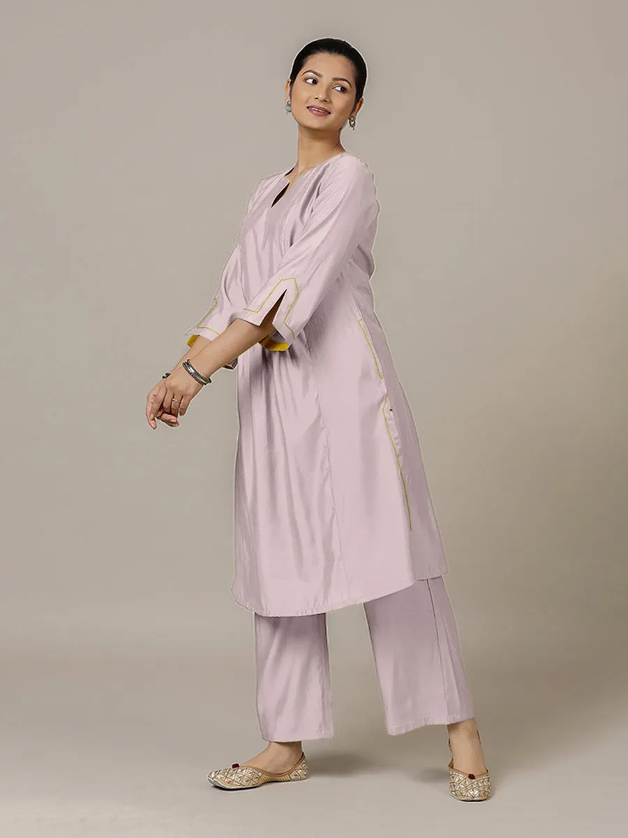 Nimrat x Rozaana | A Line Kurta in Lilac with Thread Work | Coords or Only Kurta