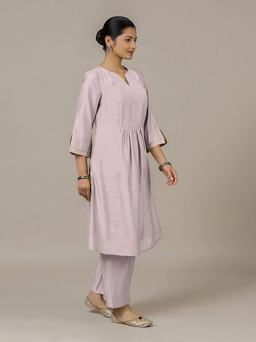 Nimrat x Rozaana | A Line Kurta in Lilac with Thread Work | Coords or Only Kurta