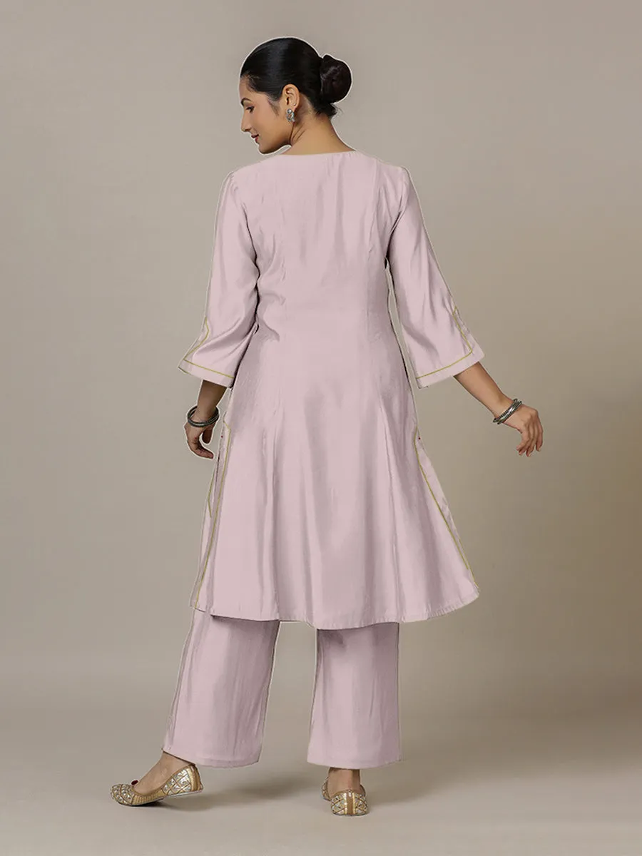 Nimrat x Rozaana | A Line Kurta in Lilac with Thread Work | Coords or Only Kurta