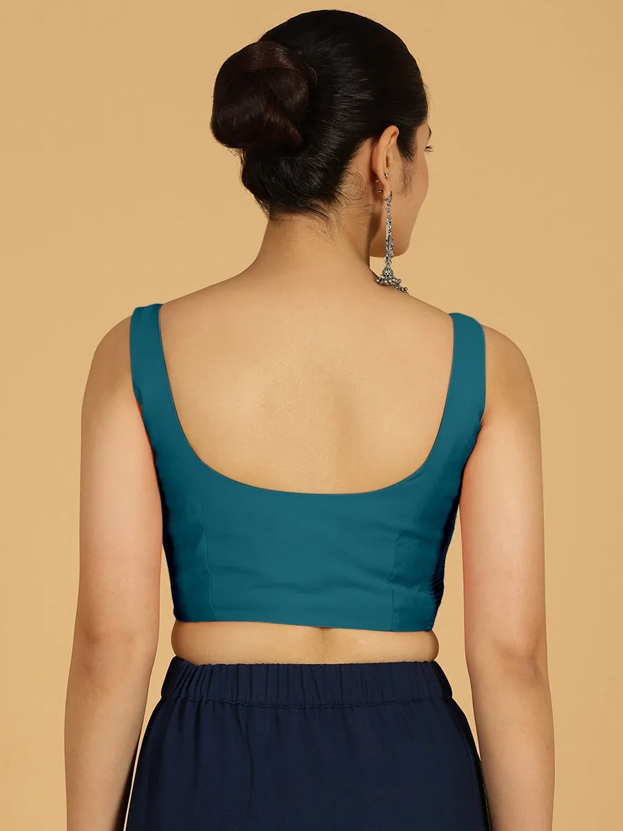 Nirma x Rozaana |  Saree Blouse in Crystal Teal