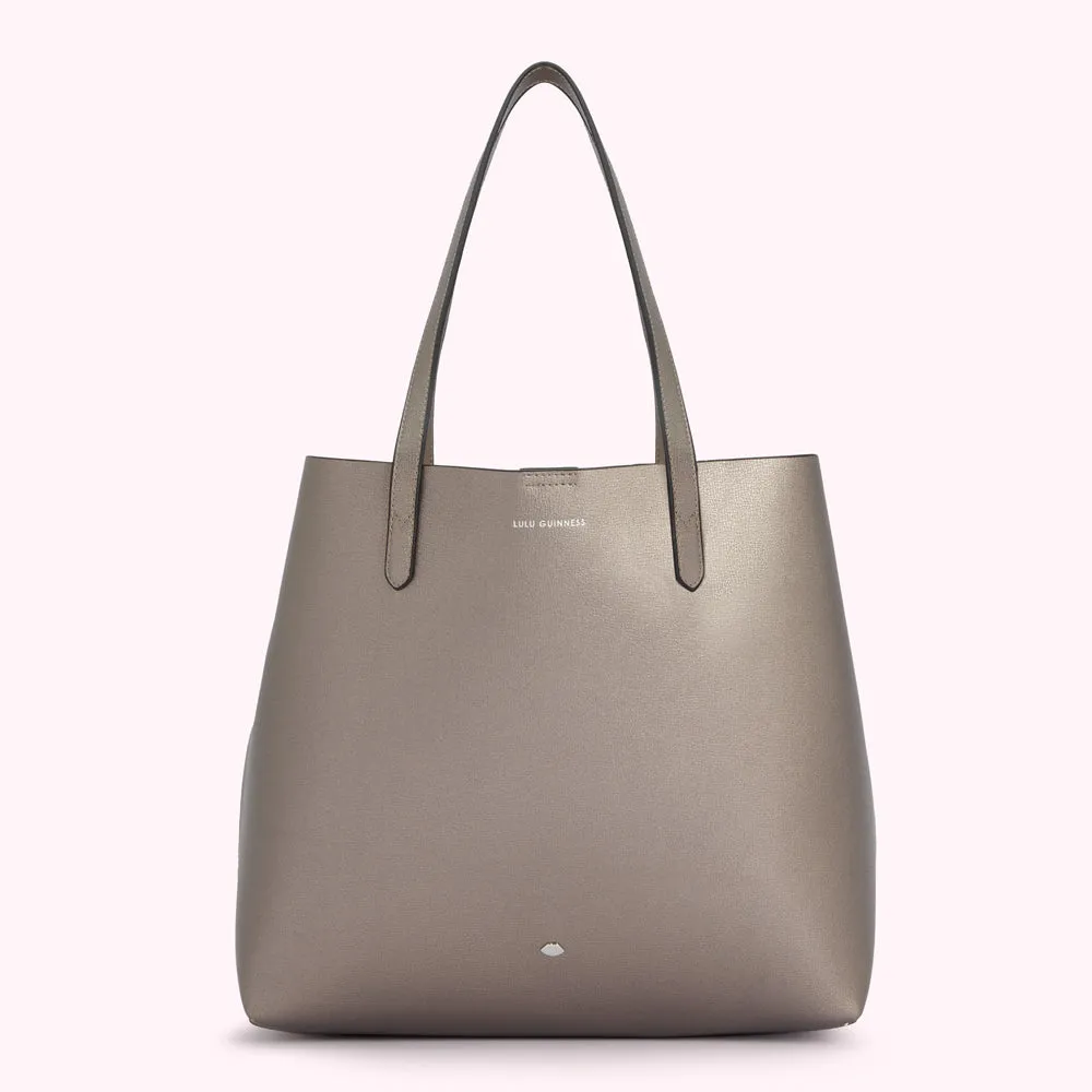 PEWTER LEATHER LARGE IVY TOTE BAG