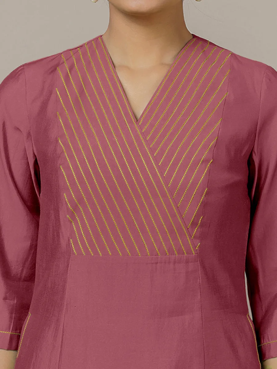 Piya x Rozaana | A Line Kurta in Rose Pink with Thread Work | Coords or Only Kurta