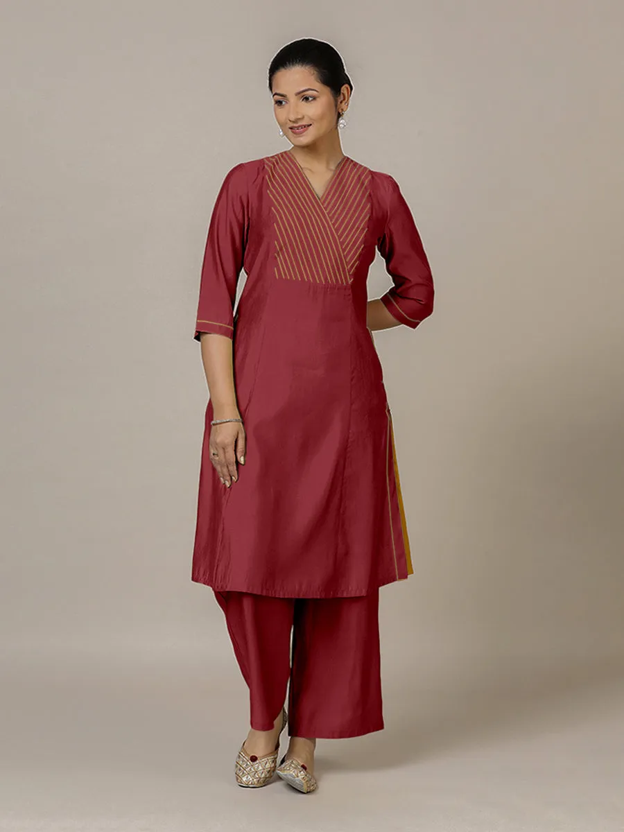 Piya x Rozaana | A Line Kurta in Scarlet Red with Thread Work | Coords or Only Kurta