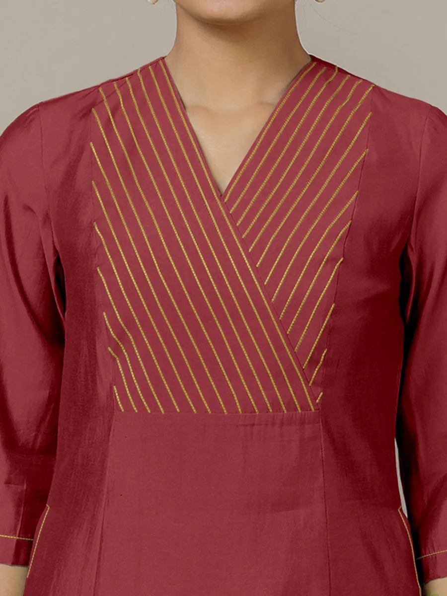 Piya x Rozaana | A Line Kurta in Scarlet Red with Thread Work | Coords or Only Kurta