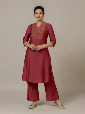 Piya x Rozaana | A Line Kurta in Scarlet Red with Thread Work | Coords or Only Kurta