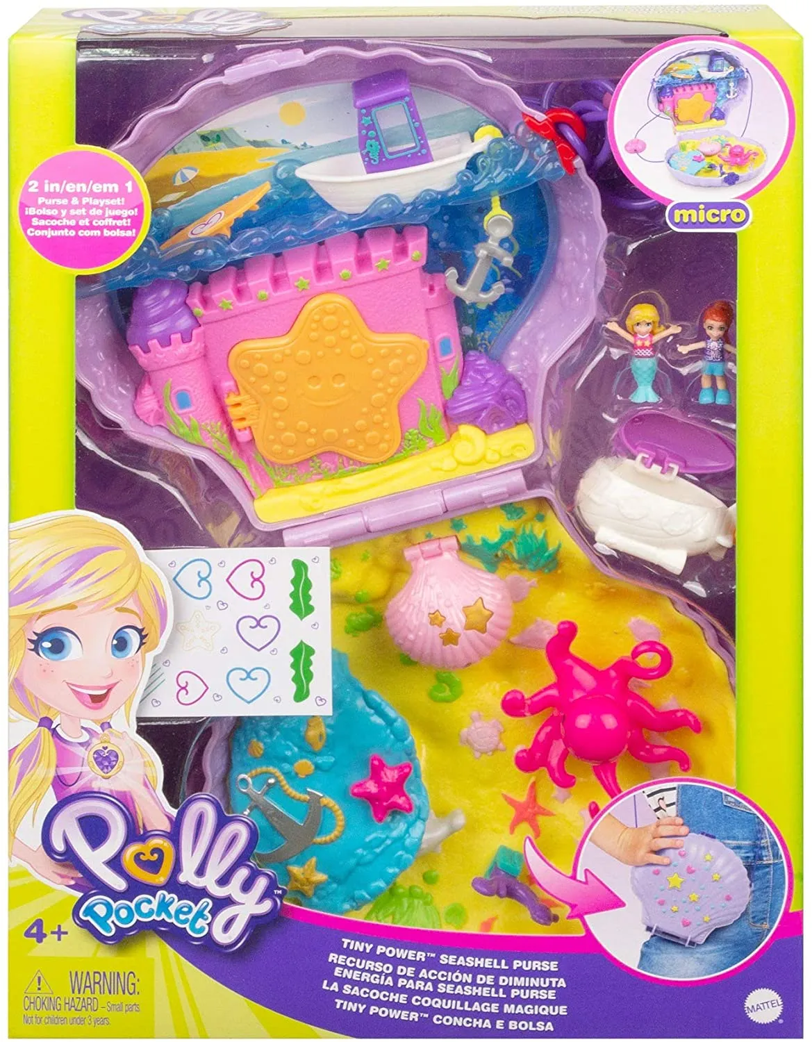 Polly Pocket Tiny Power Seashell Purse Compact