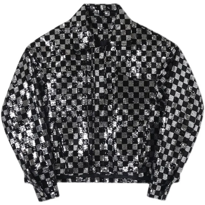 Pre Order:  Sequined Plaid Short Jacket