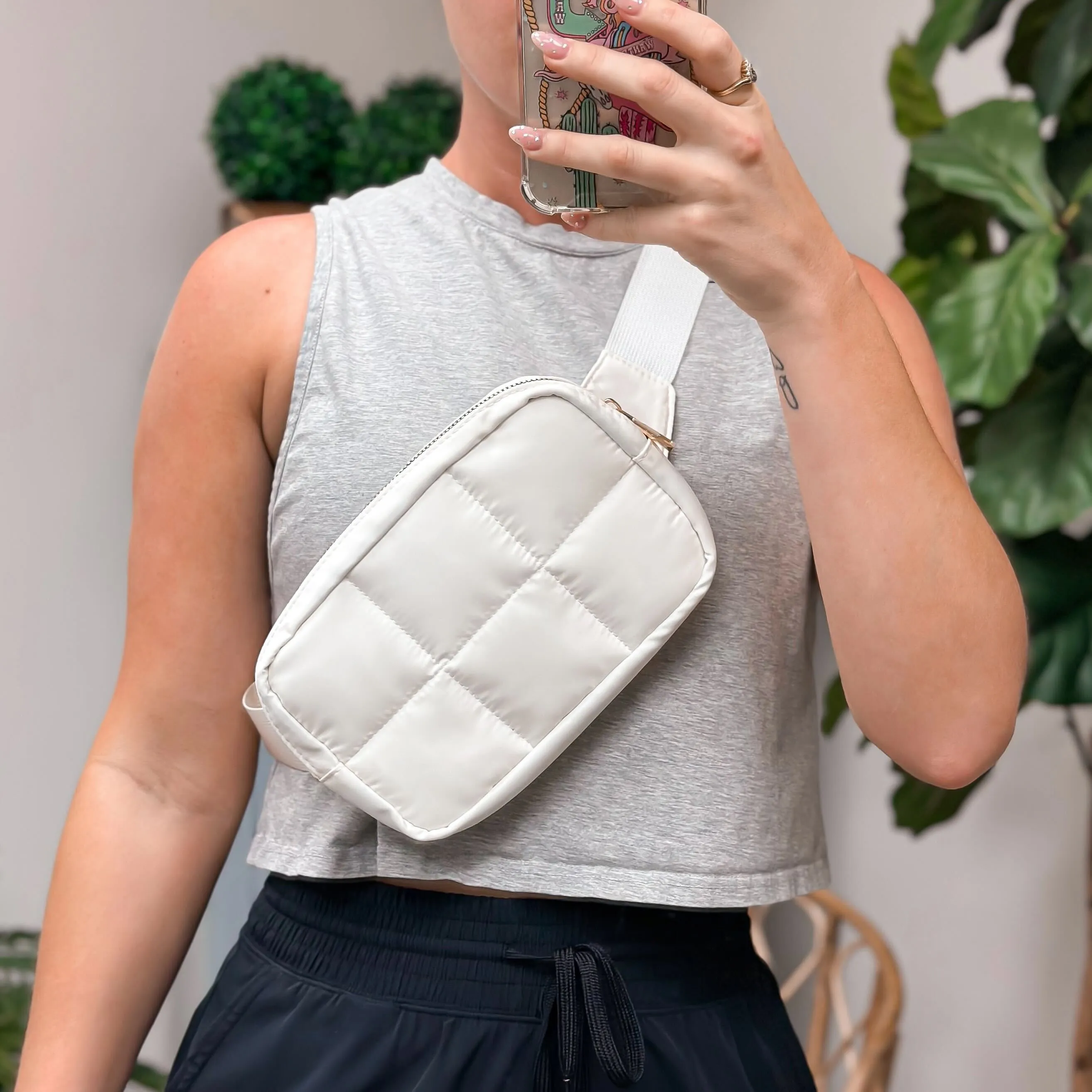 Quilted Belt Bag - White