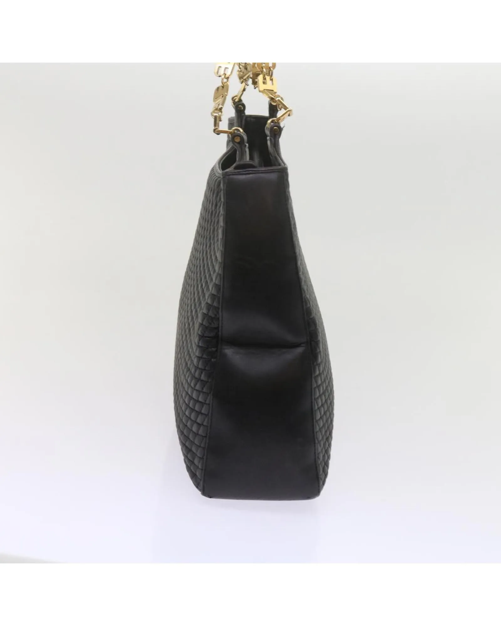 Quilted Leather Tote Bag - Black