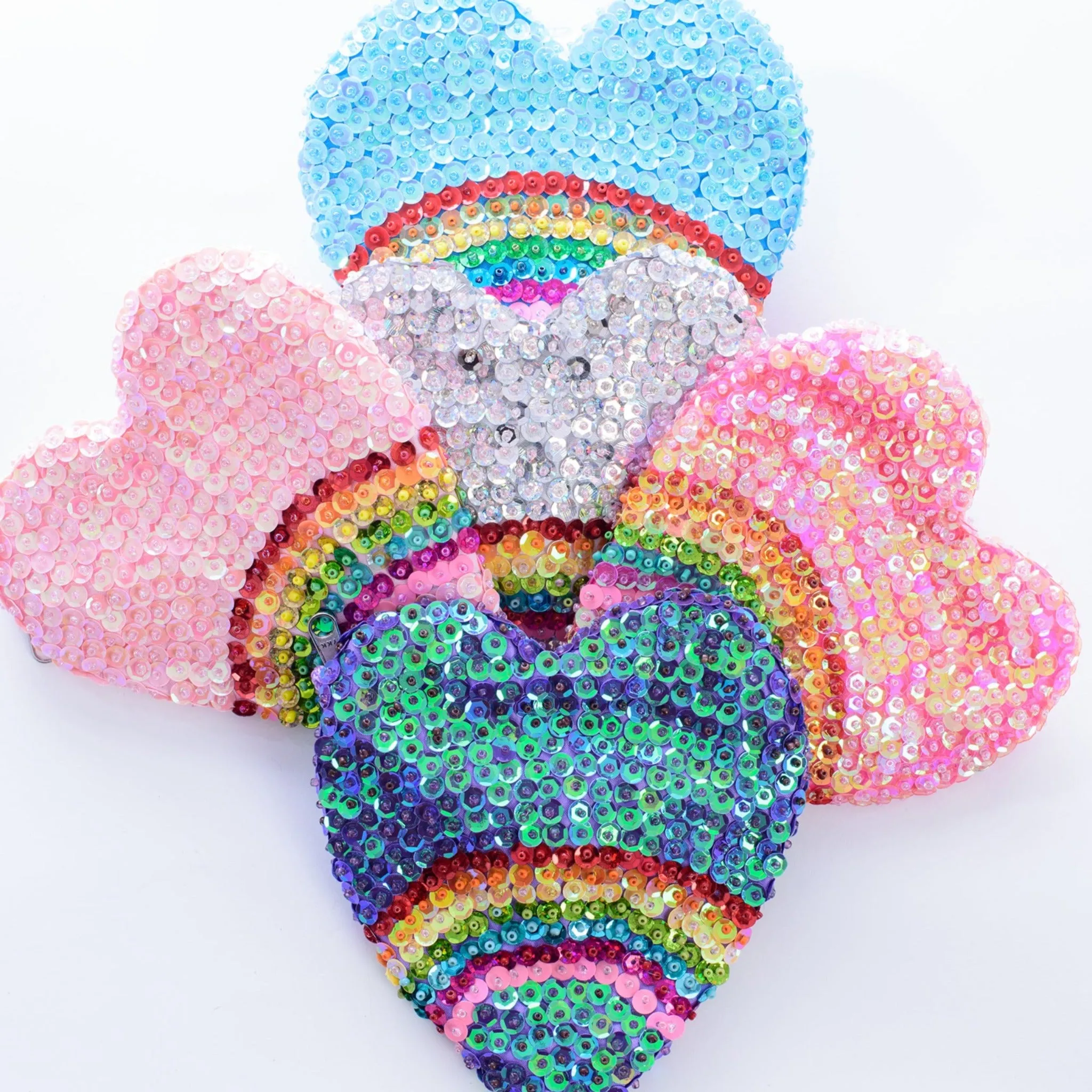 Rainbow Love Sequin Bag - Pack of 12 Mixed Colours