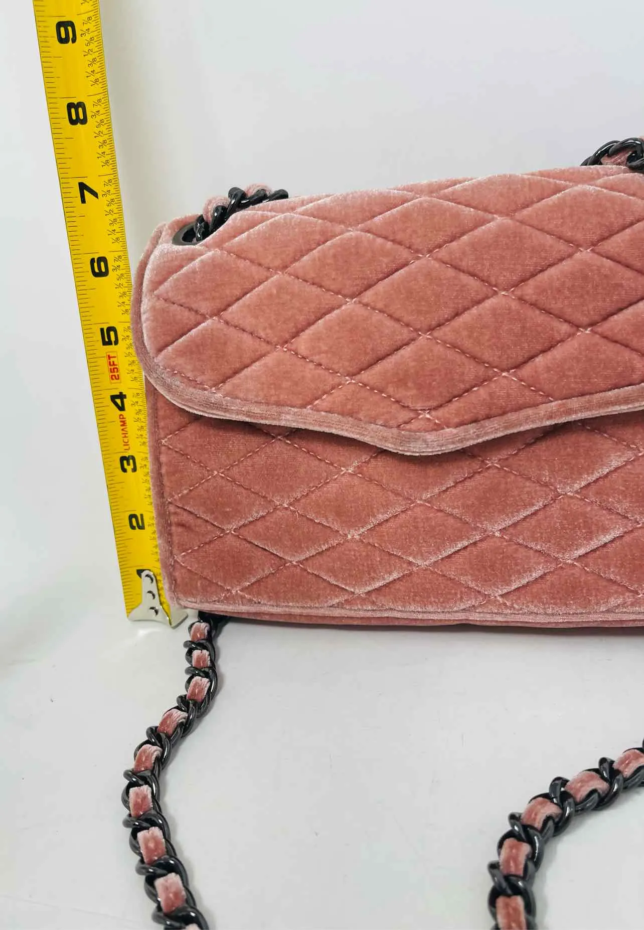 Rebecca Minkoff Pink Quilted Velvet Designer Crossbody Purse